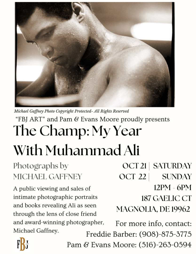 A poster of the champ, with muhammad ali.
